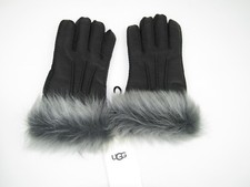 UGG Sheepskin 3 Point Toscana Fur Blle Black Women's Gloves Small NWT 1089898