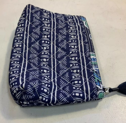 Modella Blue Geometric Pattern Travel Makeup Bag 7"x 5"x1.5" RecycledFashionShop - Picture 5 of 11
