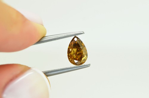 Pear Shape Diamond Fancy Brown Color VS2 Certified Natural Enhanced 1.08 Carat - Picture 2 of 11