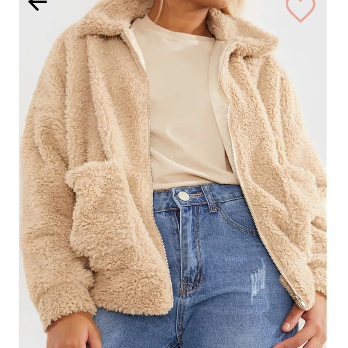 Beige teddy shop fur jacket