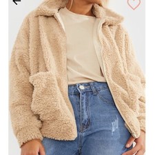 In The Style Beige Faux Fur Teddy Coat. Size 12. Will Fit 8-10.