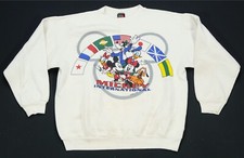 Rare VTG Mickey Minnie Mouse Goofy Donald Pluto International Sweatshirt 90s L