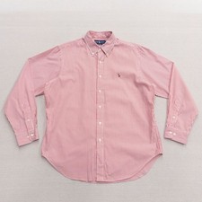 Ralph Lauren Classic Fit Mens 16.5 34/35 Red White Striped Button Down Shirt