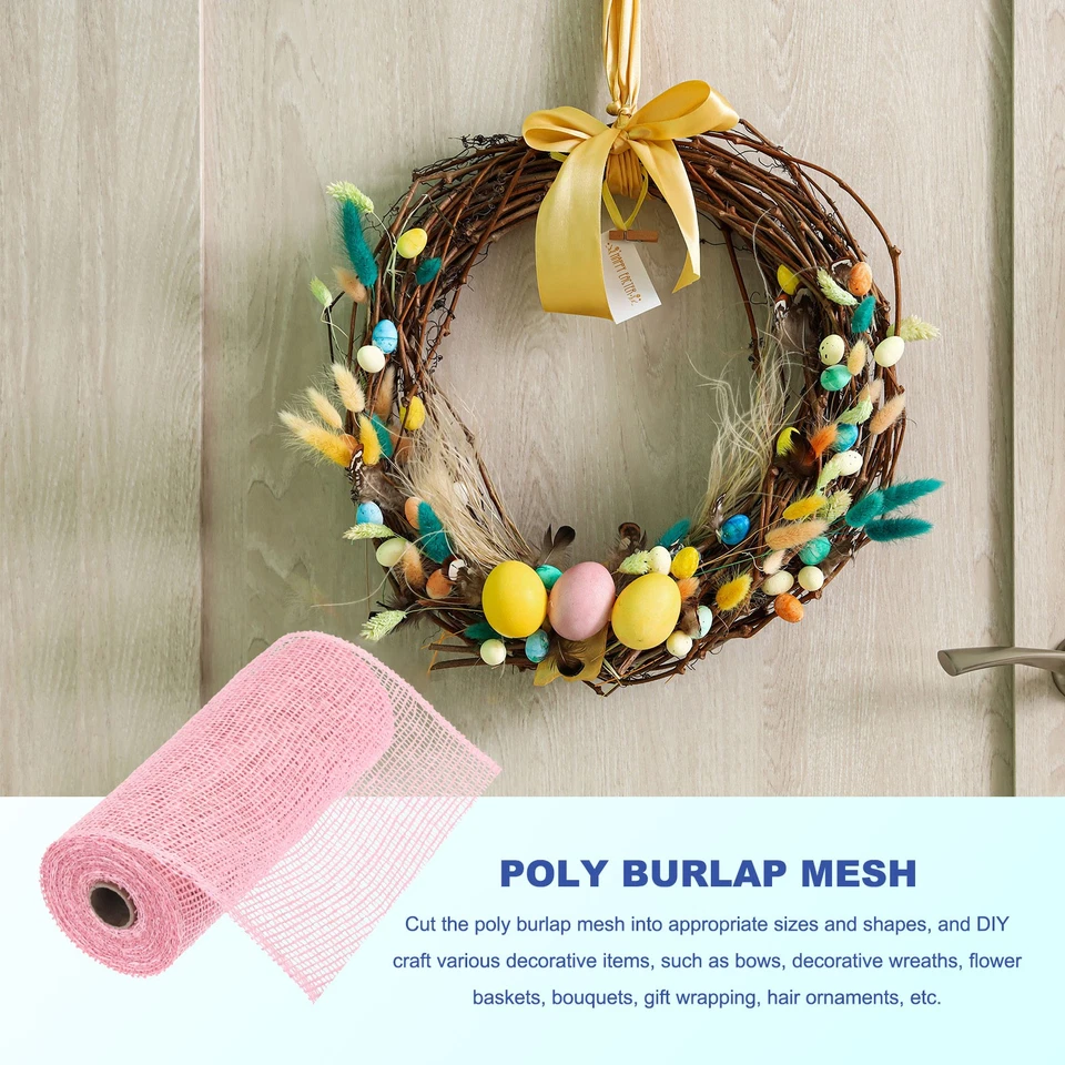 10 Inch Poly Burlap Mesh for Wreath Mesh Ribbon 10 Yard Peach Pink Foto 4 de 4