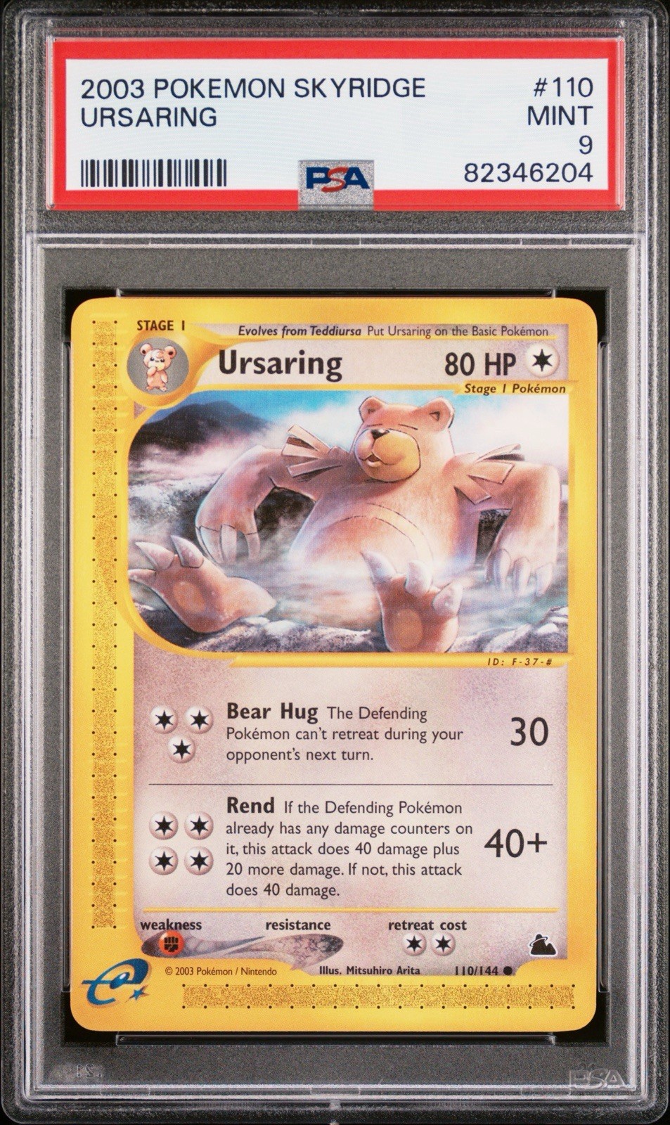 2003 Pokemon Skyridge English Card-PSA 9 Ursaring 110/144 ARITA ART