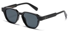 Ladies Bold 3 Dot Designer Look Sunglasses Black Frame Gray Tinted Lens Trendy