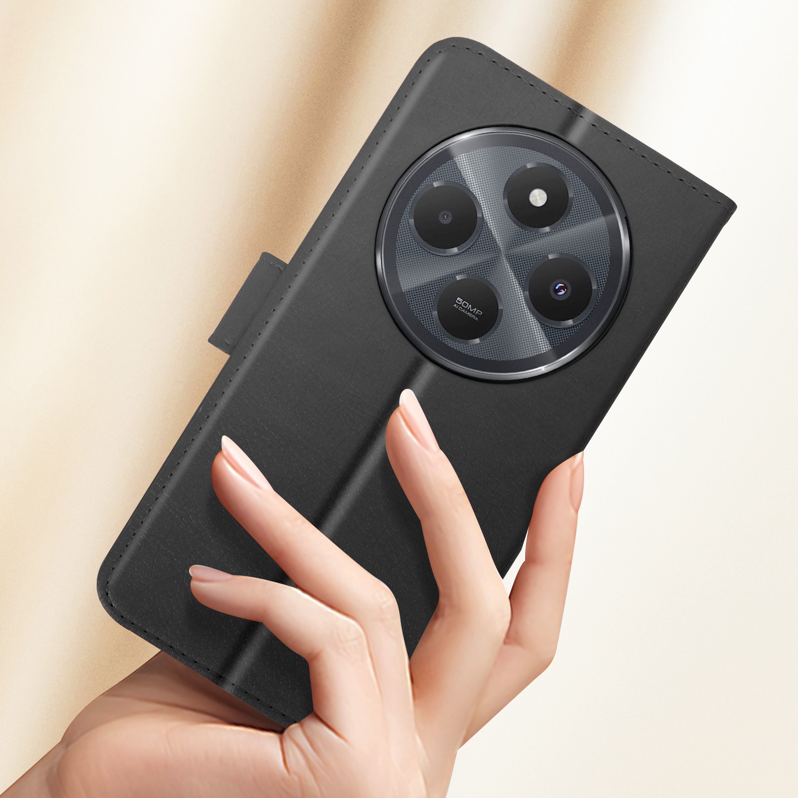 Housse clapet multifonction Xiaomi 14C avec support vidéo intégré - Noir