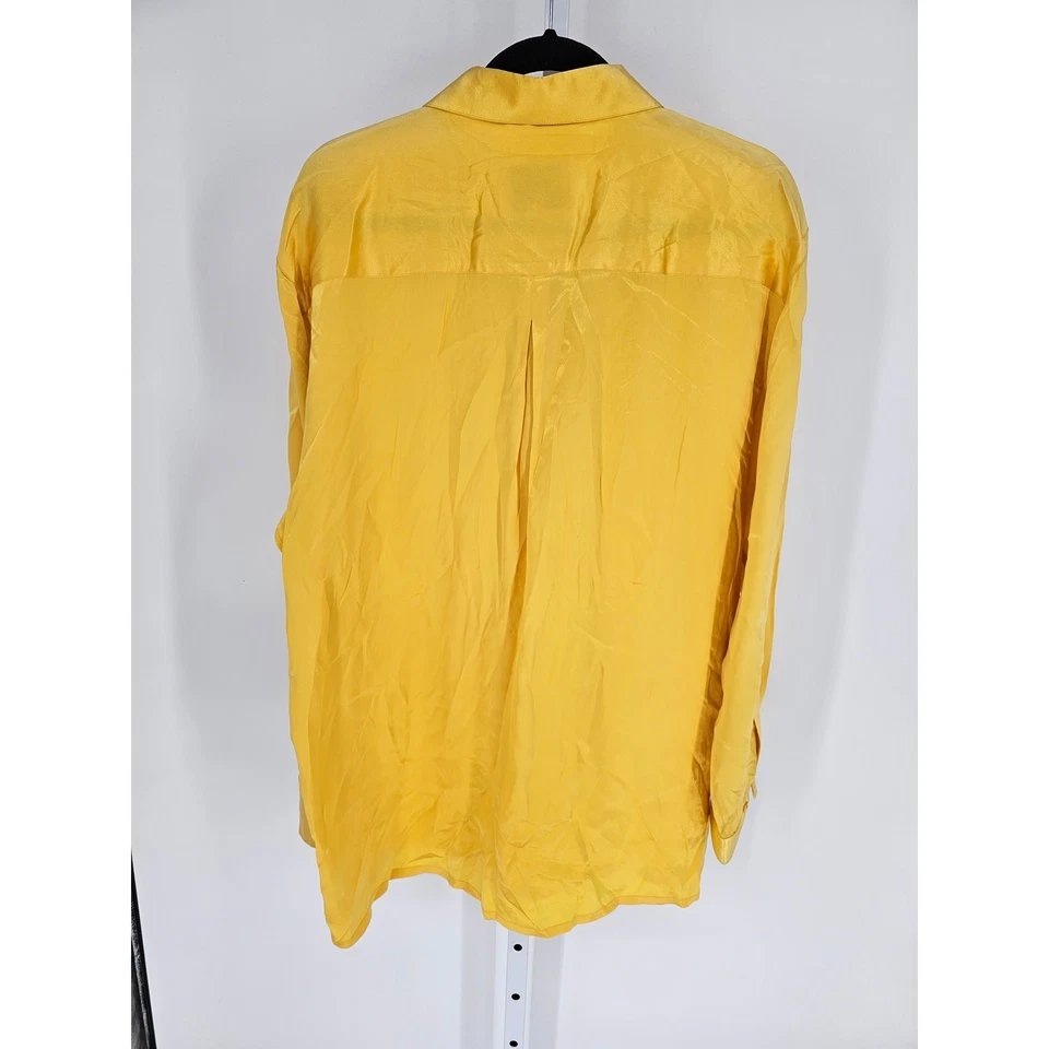 Moda Seta Steven Land Mens Sz L Pure Silk Long Sleeve Dress Shirt Yellow Gold - Image 4 of 4