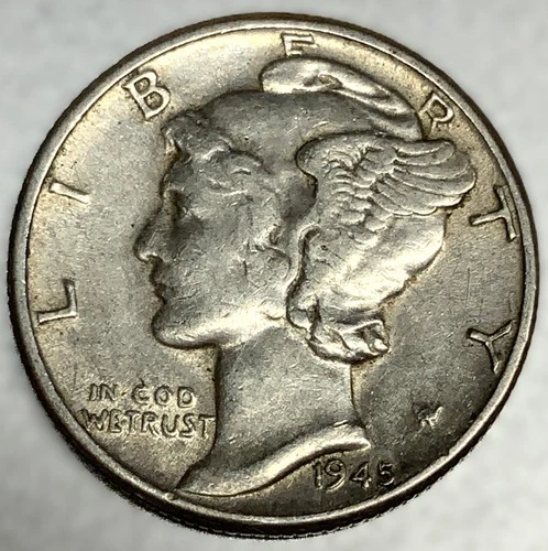 1945-P Mercury Dime 10c Good Circulated Condition 90% Silver US Coin - 3291