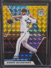 2021 Panini Mosaic Baseball Black Gold Sandy Alcantara 4/8 #90