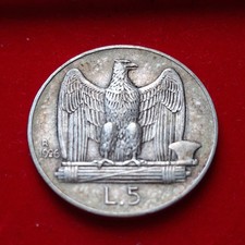 Regno Vittorio Emanuele III 5 Lire Aquilotto 1926 Raro Argento Ottimo 