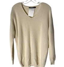 Jenni Kayne Cabin Sweater V-Neck Relaxed Fit Cashmere Wool Ivory Oatmeal Size XS