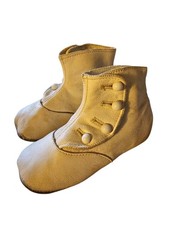 Antique 1800s Victorian-Era High-Button Baby Boots Ivory CUTE 