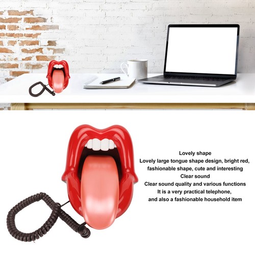 Large Tongue Shape Landline Telephone Cute Big Red Tongue Corded Phone For H Hot - Zdjęcie 18 z 22