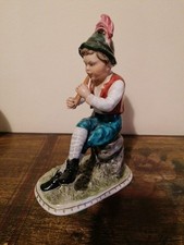 STATUA PORCELLANA SUONATORE FLAUTO G.TRIPI  EX ARTISTA LENCI PERFETTE CONDIZIONI