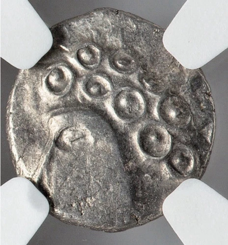 CELTIC GAUL Sequani Ancient France 50 BC JULIUS CAESAR Silver Quinarius NGC ChVF