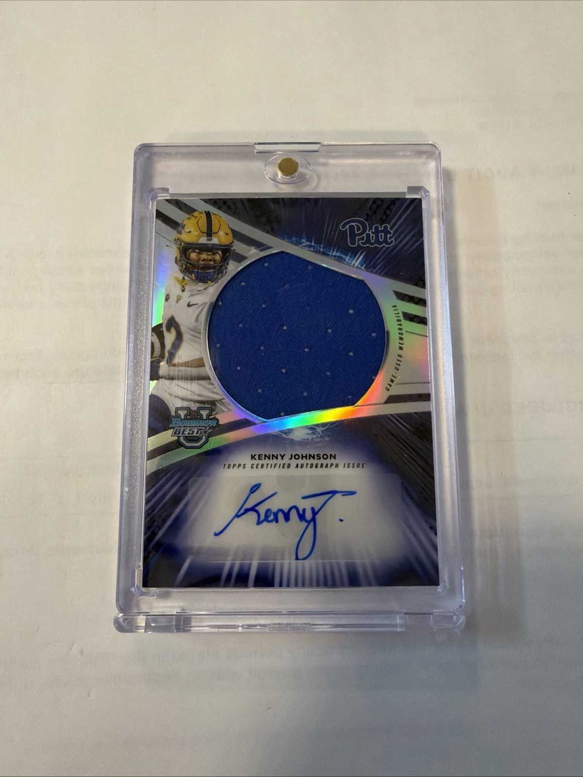 2025 Bowman Best U - Kenny Johnson - Game Used Jumbo Patch Auto