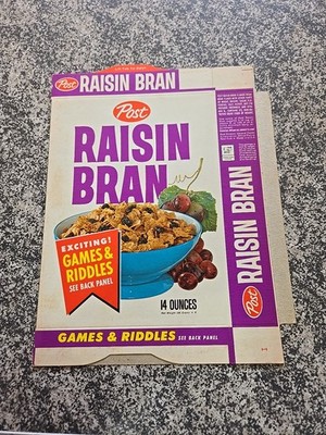 1952 Post Raisin Bran Games & Riddles Offer Cereal Box, Unused Flat