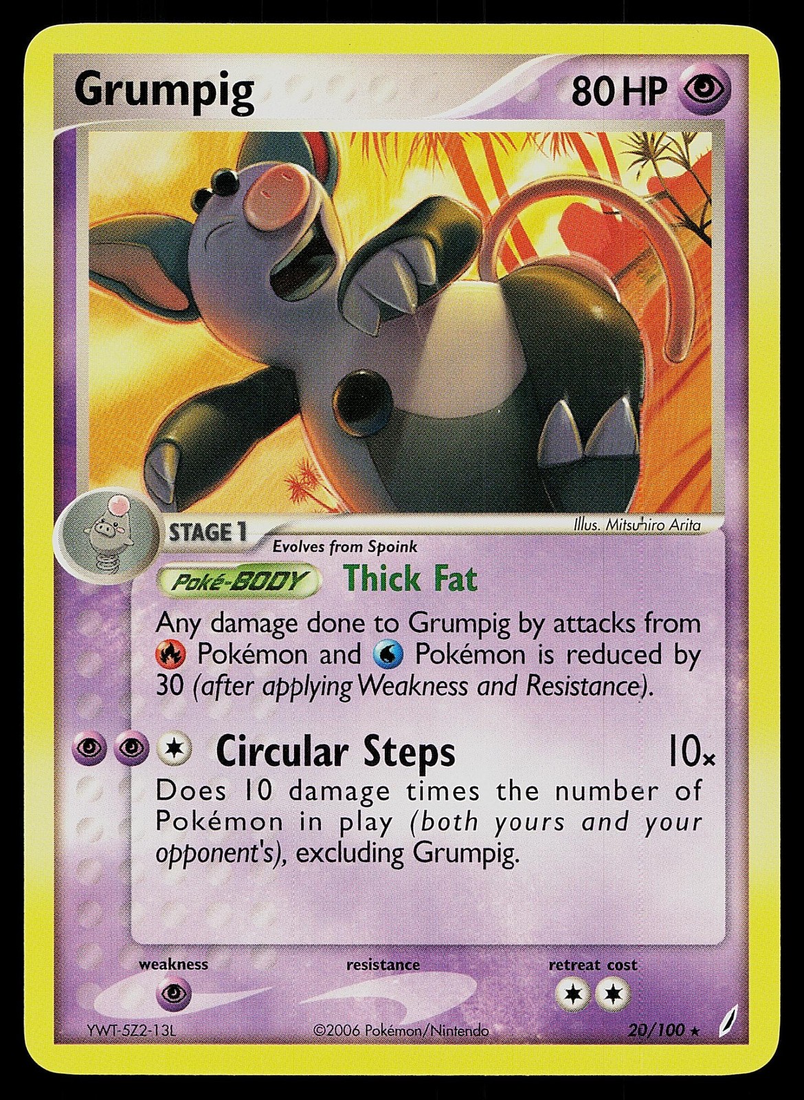 Pokemon Card Crystal Guardians Grumpig 20/100 Rare