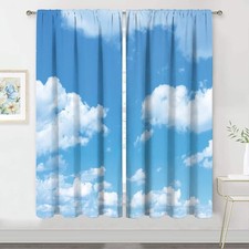 Cloud Curtains 42W X 63H Inch Rod Pocket Curtains Baby Light Blue White Sky B...