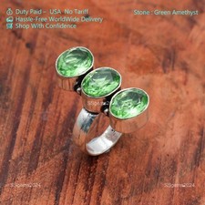 Green Amethyst Gemstone 925 Sterling Silver Ring Handmade Jewelry Gift Valentine