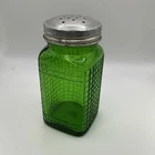 Owens Illinois Green Depression Glass Waffle Pattern Shaker Vintage
