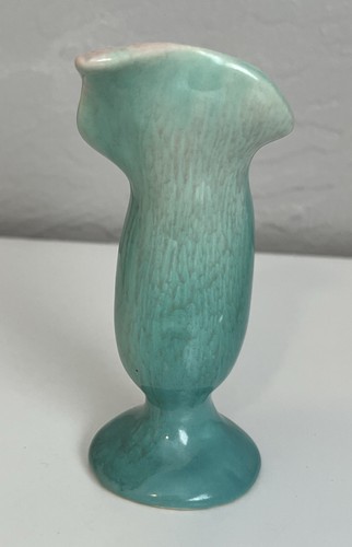 "Mini jarrón vintage de cerámica Cala Lily de 4,5"" de alto verde menta y rosa" - Imagen 3 de 5