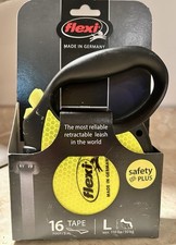 Flexi Neon Retractable Dog Leash Tape , 16 ft, Large, Black/Neon