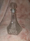 Vtg Anchor Hocking Wexford Clear Diamond cut Decanter & Stopper