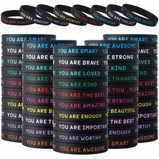 100 Pieces Motivational Wristbands Bulk for Student Colored 2.3 inches, Black