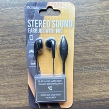 Vibe Stereo In-Ear Earbuds w/ On-Cable Built-In Mic 3.5mm Jack Black