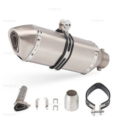 51mm 2'' Silvery Exhaust Pipe For YZF R6 R3 R25 MT07 MT09 Z400 Z900 Z650 MT03 R3