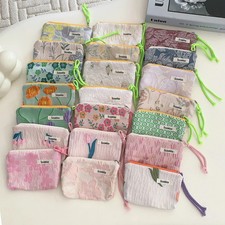 Women Small Cosmetic Make Up Bag Mini Cotton Floral Organizer Bags for Girls Lip