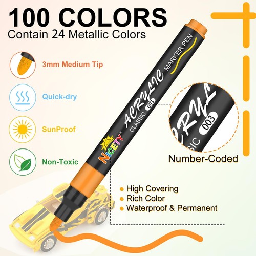 100 Colors Acrylic Paint Pens Paint Markers, 3mm Medium Tip Paint Markers for... - Picture 2 of 8