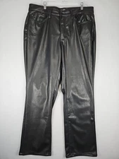 Judy Blue Faux Leather Pants 18W 38x29 Black Straight Leg Tummy Control JB88755