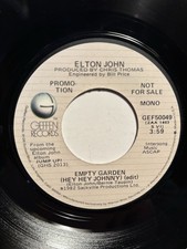 Elton John “Empty Garden (Hey Hey Johnny)” Geffen 7” 45 PROMO Strong VG+