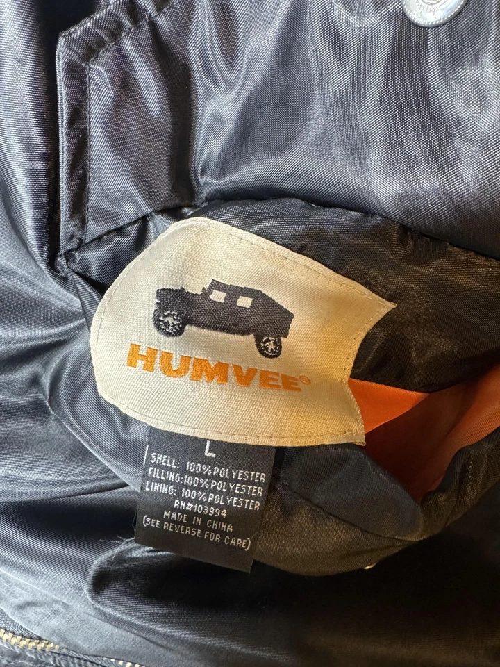 Humvee Jacket Mens Large Bomber Military Flight Reversible Orange Lined Warm - Image 3 of 4
