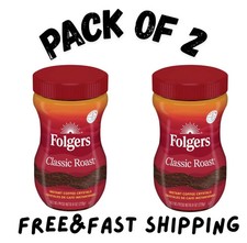  PACK OF 2  Folgers Classic Roast Instant Coffee, 8-Ounce Jar