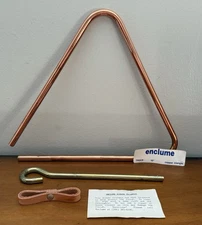 VTG Enclume 10” Copper Dinner Triangle Bell Brass Striker/Leather Strap TR2CP