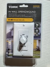2 Tork In-Wall Springwound Interval Timer Switch RFD60M Indoor White Faceplate