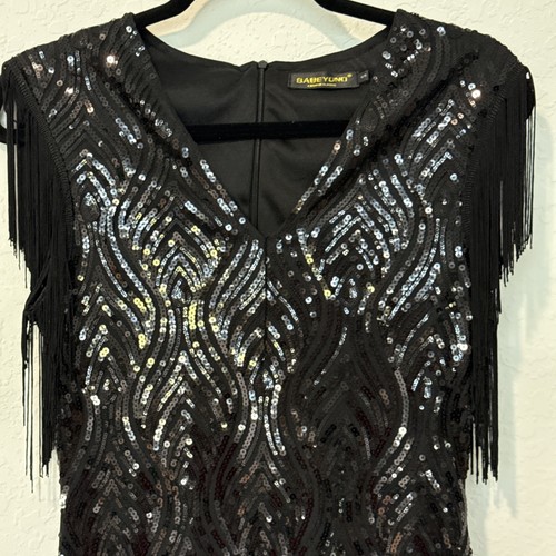Babyond 1920s Great Gatsby Flapper Dress Sleeveless Sequins size S - Picture 3 of 12