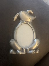 Silvertone dog frame 6 inches tall, frames a 3  x 2.25  picture of your pet G26b