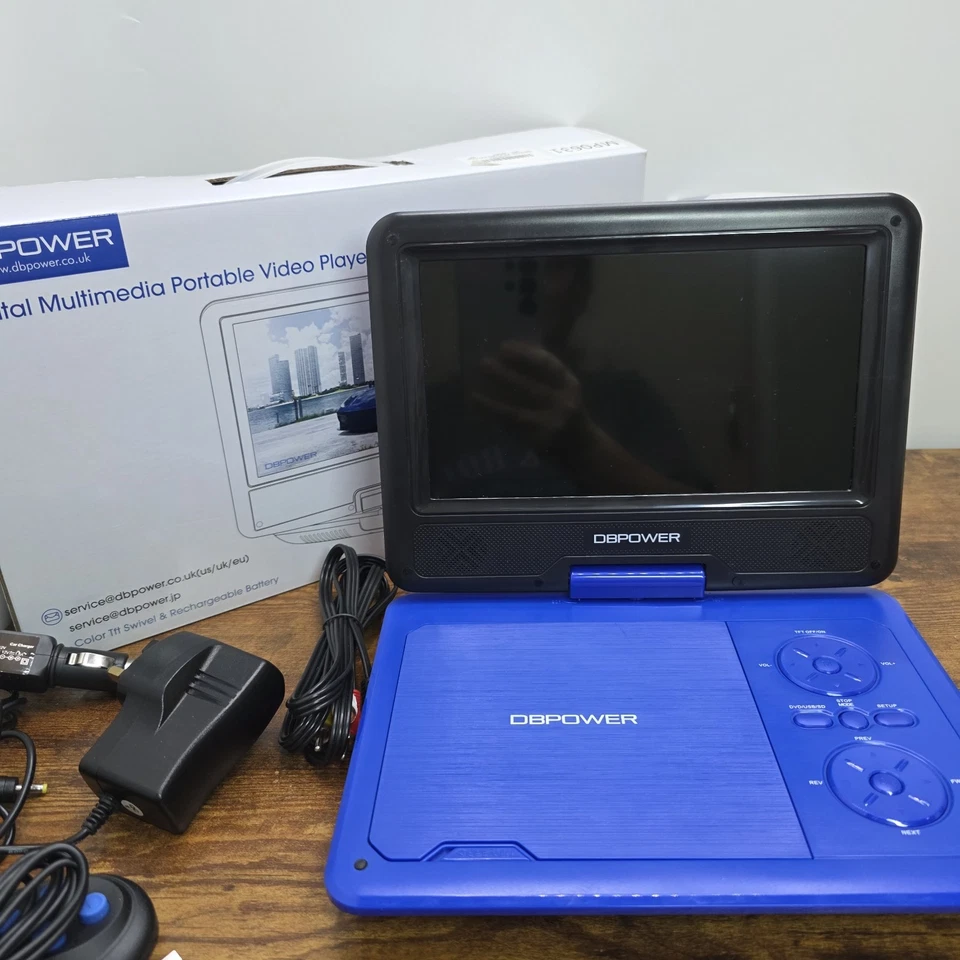 Portable Blue DVD Player 9" Swivel Screen Box & Leads DBPower VGC No Remote  - Image 3 of 4
