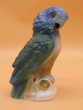 Rauchverzehrer Papagei mit blaugrünem Gefieder, Porzellanfabrik Unterweissbach