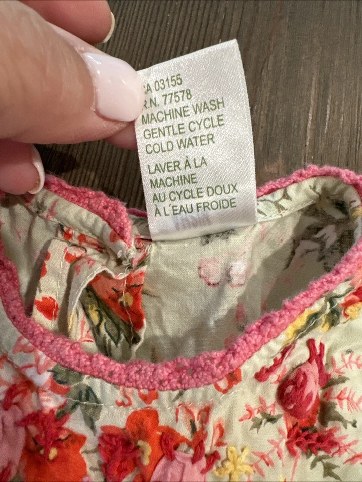 VTG April Cornell Cornelloki Dress 12-18 Mos Green Floral Bloomers Embroidery - Image 4 of 4