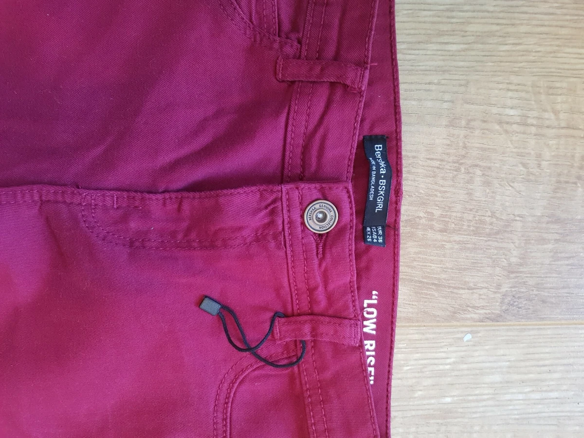 Burgundy Low Rise Cheap Jeans Sexy Bershka Butt Accentuating Rare