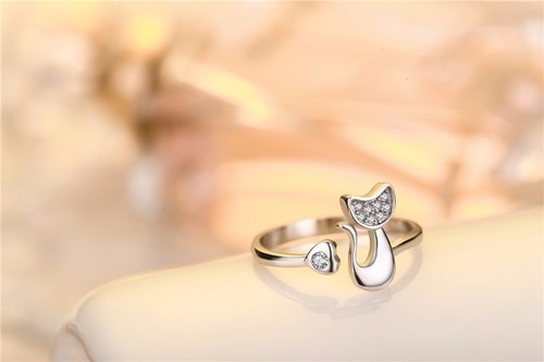 Women's Fashion Jewelry Adjustable Cat Ring Rose Gold Girlfriend Gift 53-4 - Picture 6 of 9
