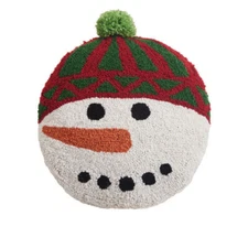 Peking Handicraft - Shaped Snowman Face 14" Round Pillow - 31AV162C14RD