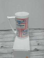 vtg All Over Budweiser Anheuser Busch Bud Beer 16 oz Thermo Serv Mug Plastic Cup