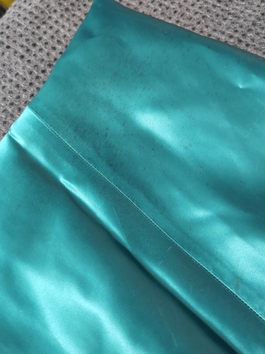 Vintage Teal High Waist Long Taffeta Satin Skirt Iridescent 26" Waist - Picture 21 of 21